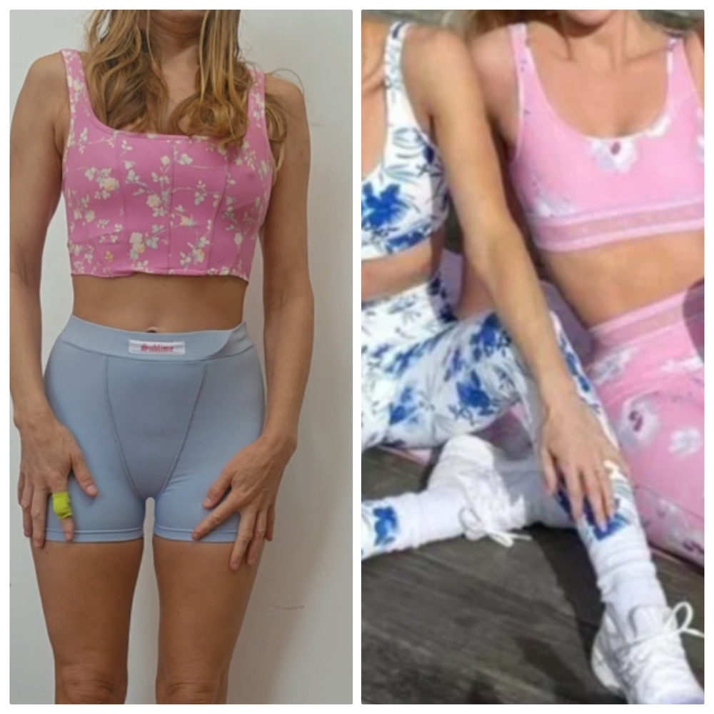 Loveshackfancy Active Sports Bra Tank Pink floral Xs